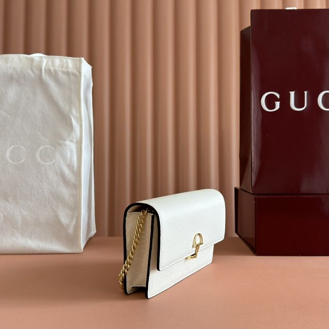 GG original calfskin softbit wallet on chain 837373-2 white
