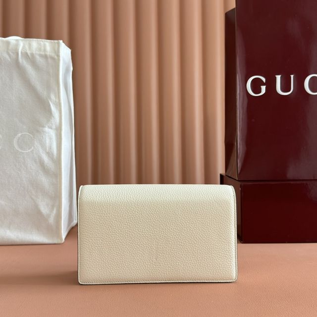 GG original calfskin softbit wallet on chain 837373-2 white