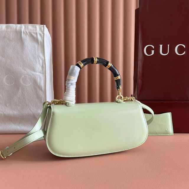 GG original calfskin bamboo diva medium bag 827750 light green