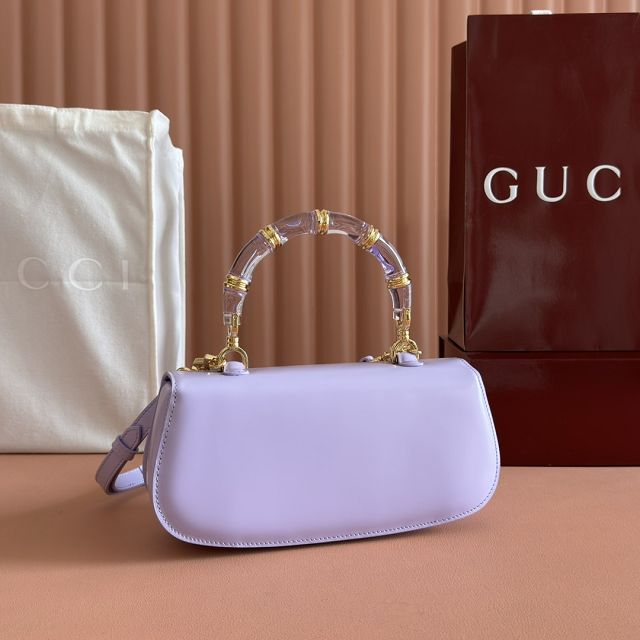 GG original calfskin bamboo diva medium bag 827750 light purple