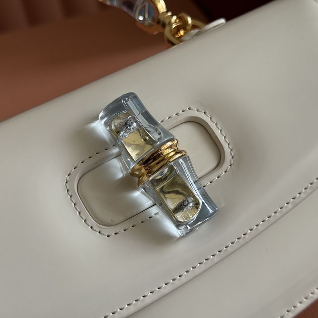 GG original calfskin bamboo diva medium bag 827750 white