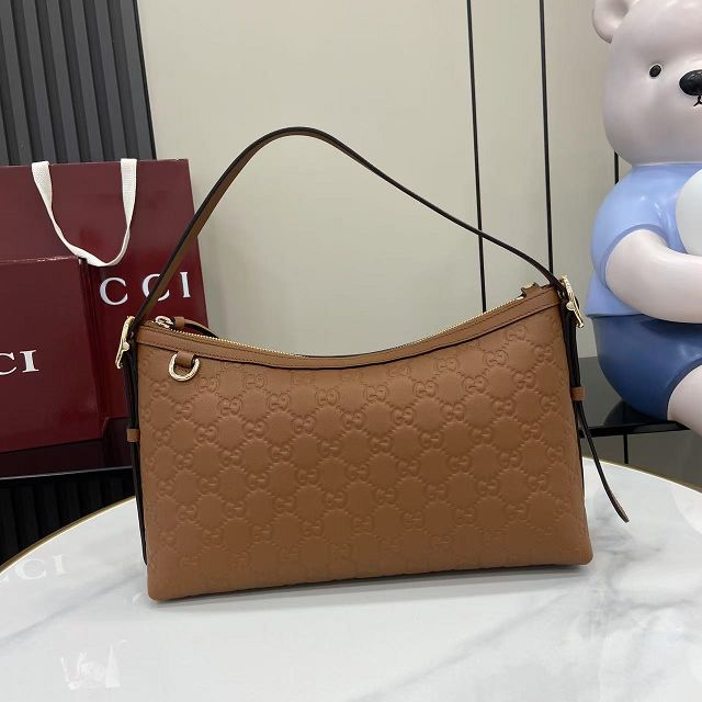 GG original calfskin emblem medium shoulder bag 847449 brown