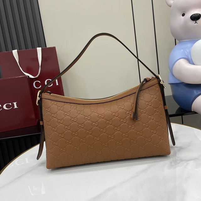 GG original calfskin emblem medium shoulder bag 847449 brown