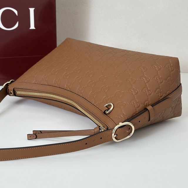 GG original calfskin emblem medium shoulder bag 847449 brown