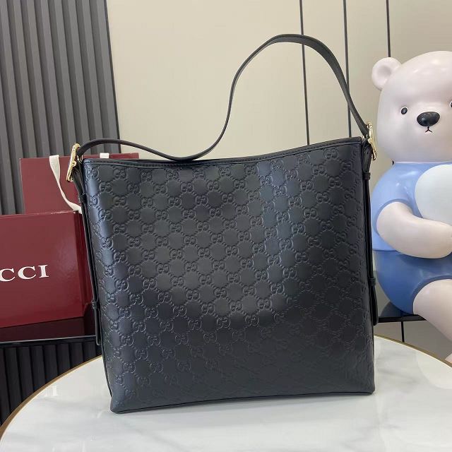 GG original calfskin emblem medium shoulder bag 847452 black