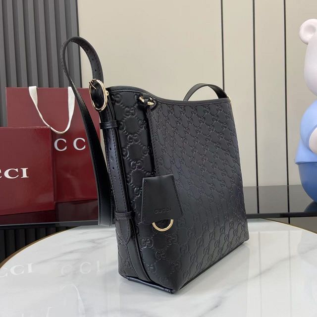 GG original calfskin emblem small shoulder bag 848881 black