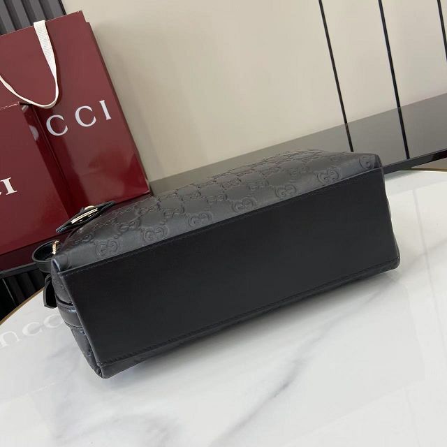 GG original calfskin emblem small shoulder bag 848881 black