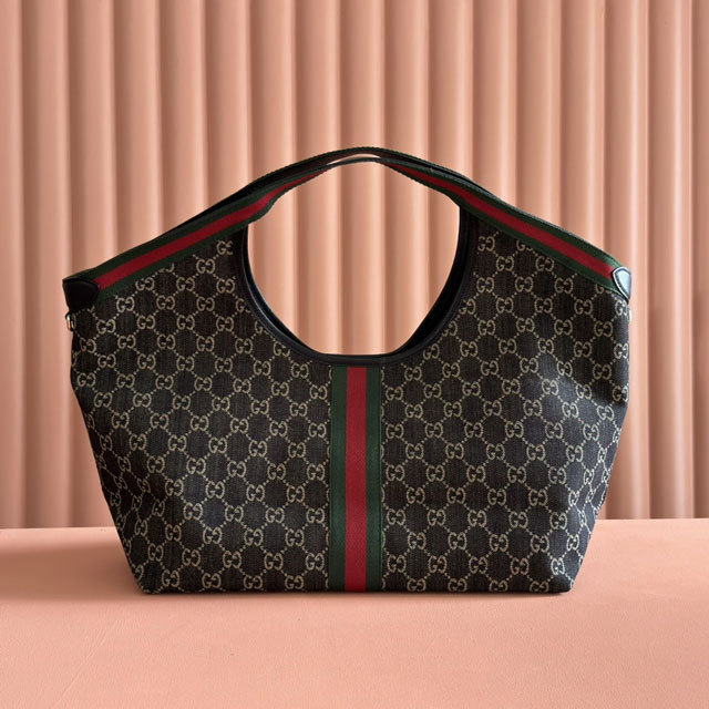 GG original denim giglio large tote bag 853971 black