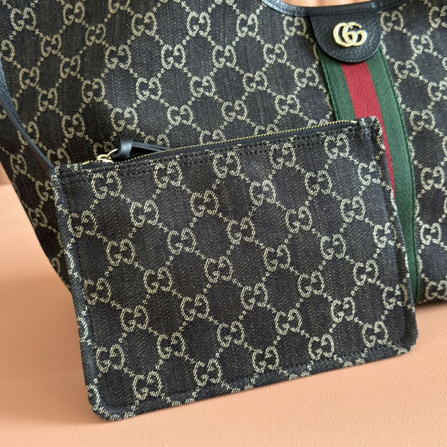 GG original denim giglio large tote bag 853971 black
