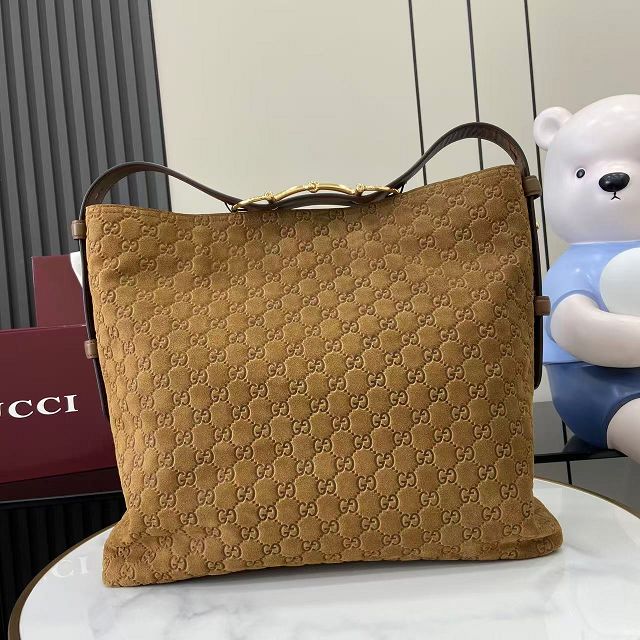GG original suede calfskin beatrix large tote bag 850546 brown