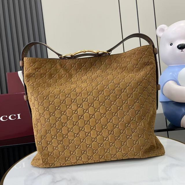 GG original suede calfskin beatrix large tote bag 850546 brown