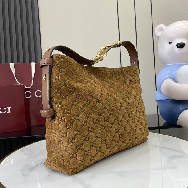 GG original suede calfskin beatrix medium tote bag 850926 brown