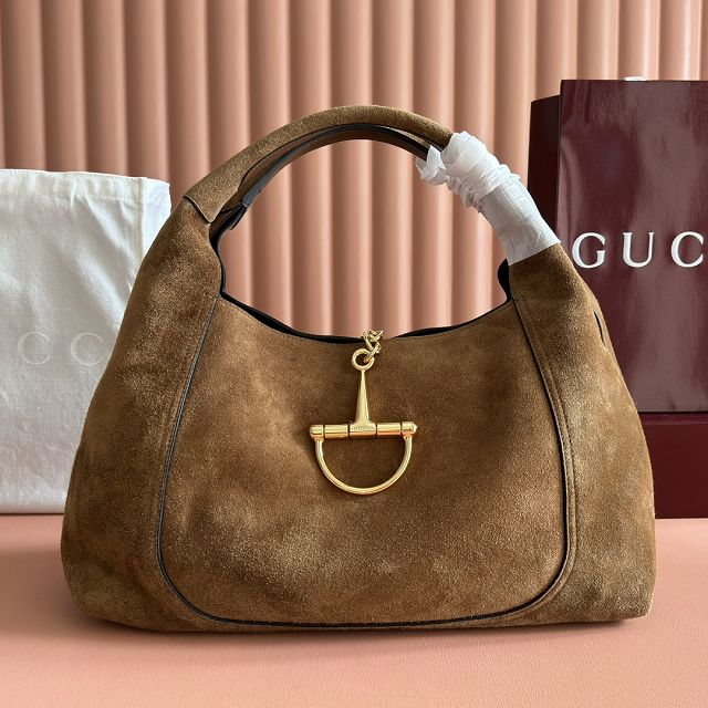 GG original suede calfskin softbit maxi shoulder bag 837466 brown