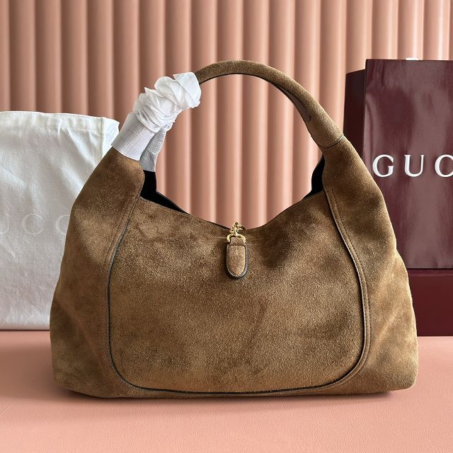 GG original suede calfskin softbit maxi shoulder bag 837466 brown