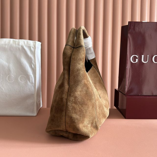 GG original suede calfskin softbit maxi shoulder bag 837466 brown