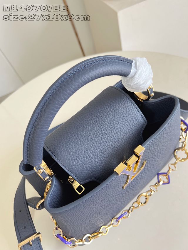 Louis vuitton original calfskin capucines BB handbag M14970 navy blue