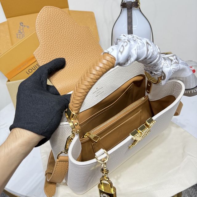 Louis vuitton original calfskin capucines BB handbag M15158 white&brown