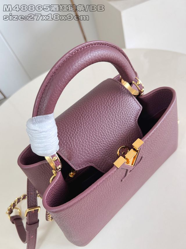 Louis vuitton original calfskin capucines BB handbag M21103 bordeaux