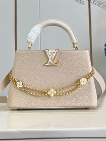 Louis vuitton original calfskin capucines BB handbag M25461 beige
