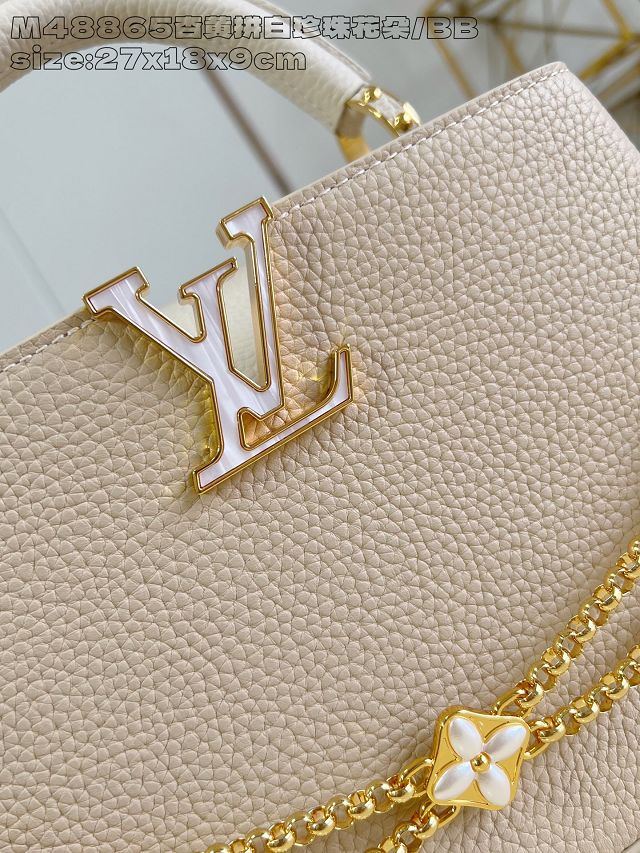 Louis vuitton original calfskin capucines BB handbag M25461 beige