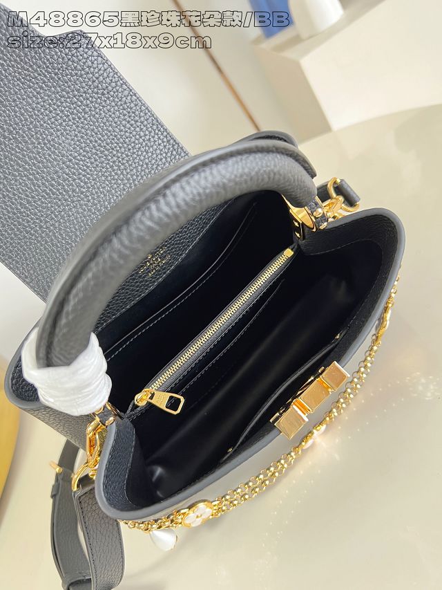 Louis vuitton original calfskin capucines BB handbag M25461 black