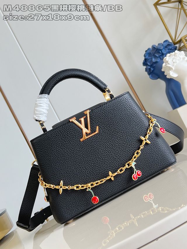 Louis vuitton original calfskin capucines BB handbag M25904 black