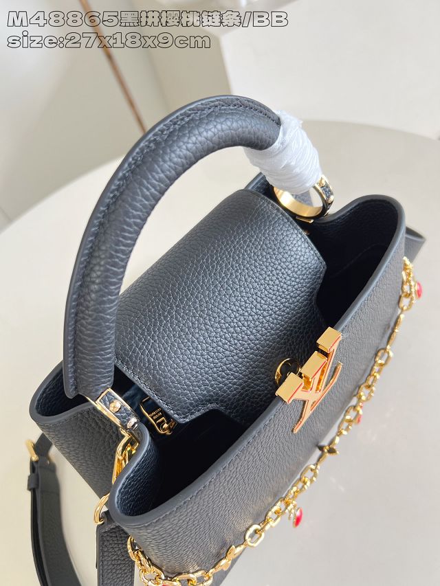 Louis vuitton original calfskin capucines BB handbag M25904 black