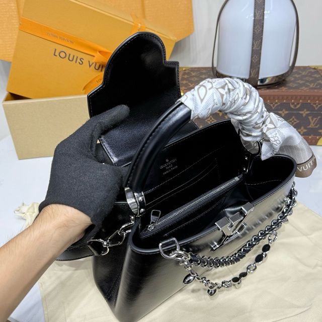 Louis vuitton original calfskin capucines east-west BB handbag M25492 black