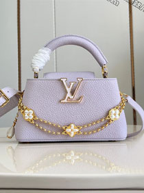 Louis vuitton original calfskin capucines east-west mini handbag M25476 purple