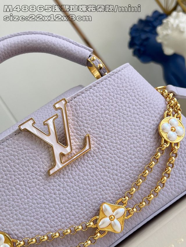 Louis vuitton original calfskin capucines east-west mini handbag M25476 purple