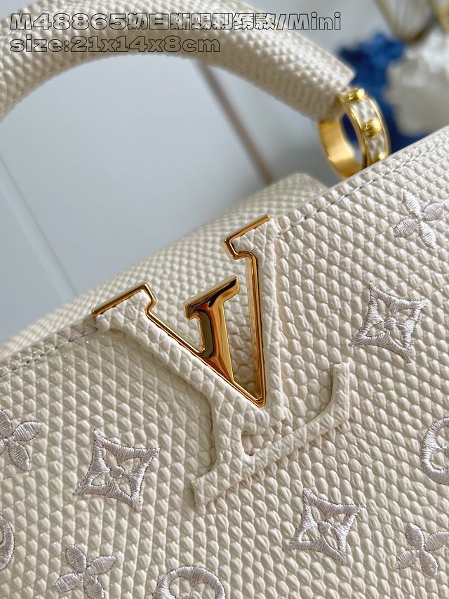 Louis vuitton original calfskin capucines mini handbag M14389 white