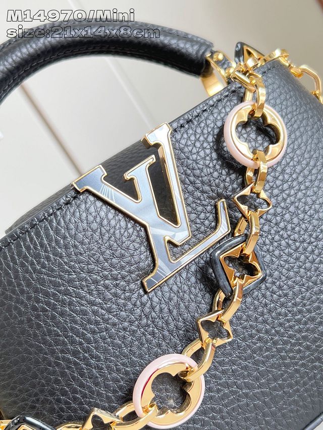 Louis vuitton original calfskin capucines mini handbag M14971 black