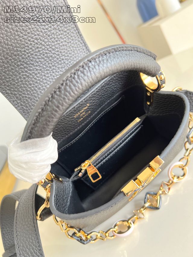 Louis vuitton original calfskin capucines mini handbag M14971 black