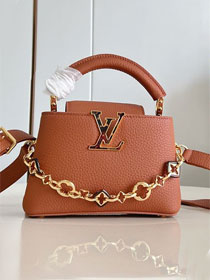 Louis vuitton original calfskin capucines mini handbag M14971 brown