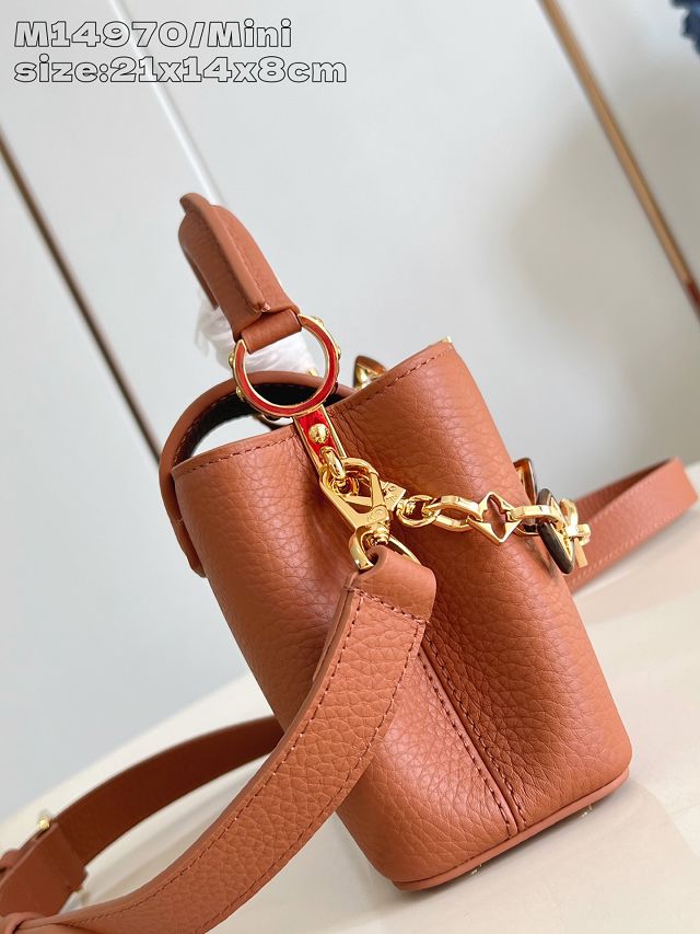 Louis vuitton original calfskin capucines mini handbag M14971 brown