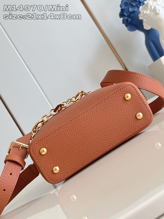 Louis vuitton original calfskin capucines mini handbag M14971 brown
