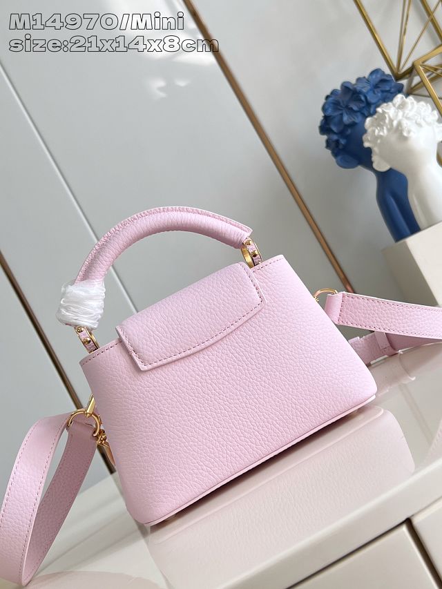 Louis vuitton original calfskin capucines mini handbag M14971 pink