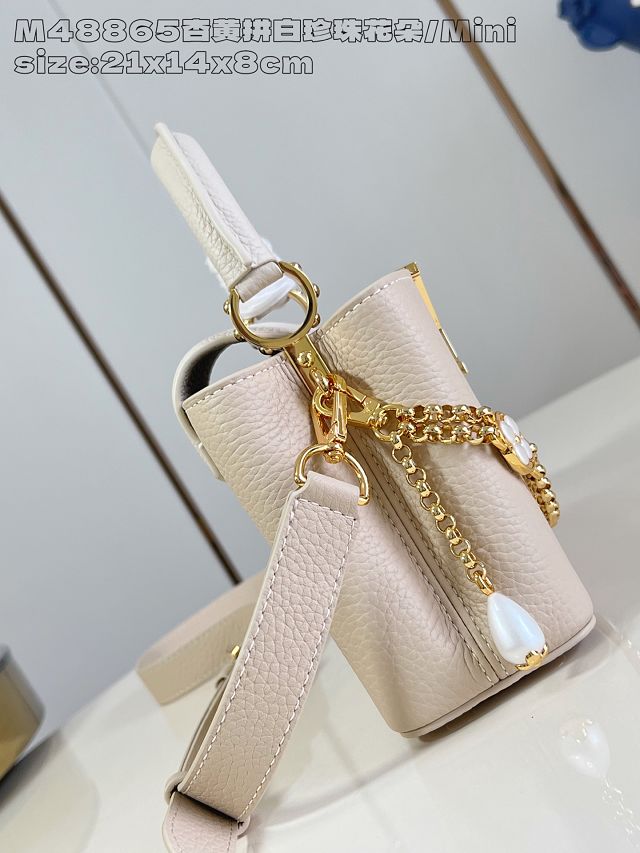 Louis vuitton original calfskin capucines mini handbag M15117 beige 