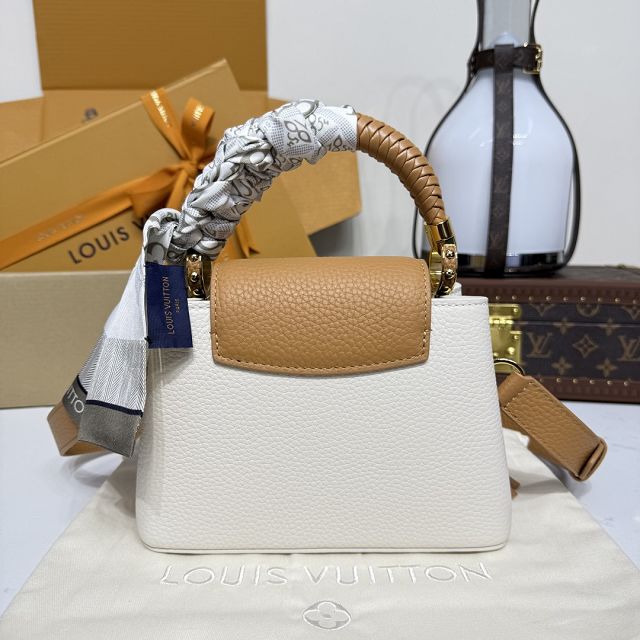 Louis vuitton original calfskin capucines mini handbag M15157 white&brown