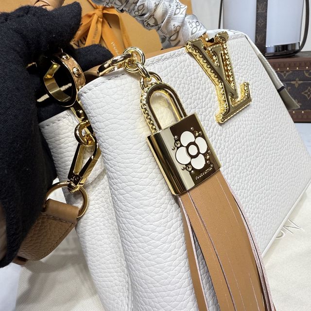 Louis vuitton original calfskin capucines mini handbag M15157 white&brown