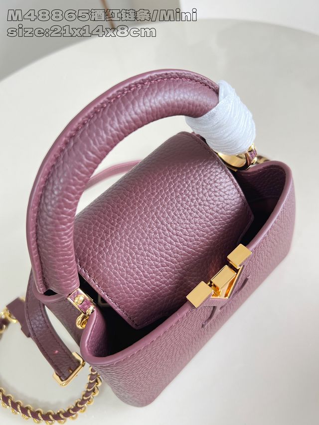 Louis vuitton original calfskin capucines mini handbag M22606 bordeaux