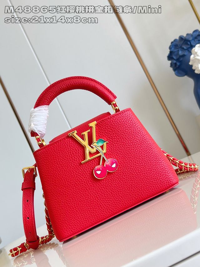 Louis vuitton original calfskin capucines mini handbag M25903 red
