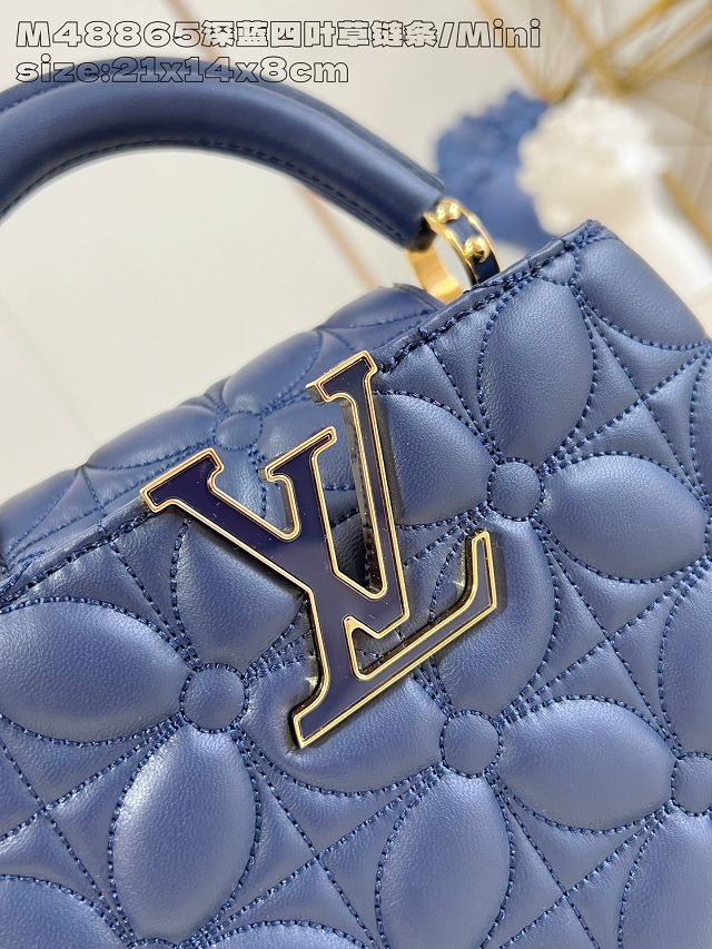Louis vuitton original lambskin capucines mini handbag M25283 blue
