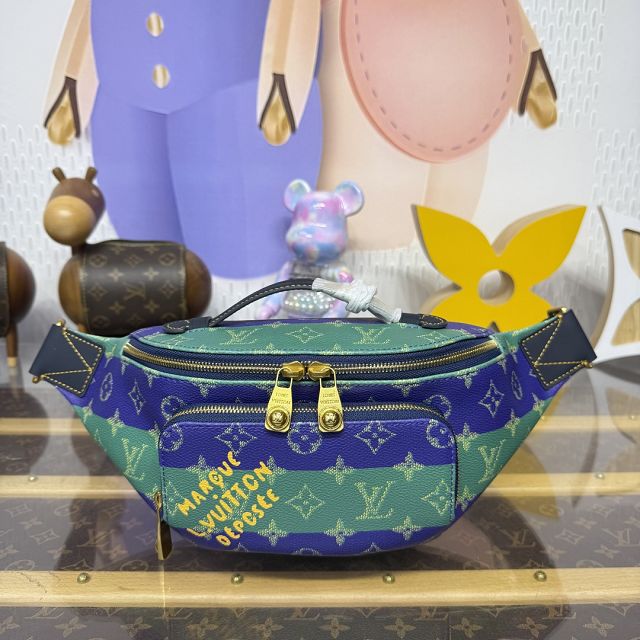 Louis vuitton original monogram canvas bumbag M25783 blue&green