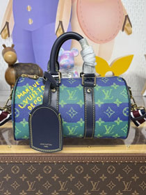 Louis vuitton original monogram canvas keepall 25 M25786 blue&green