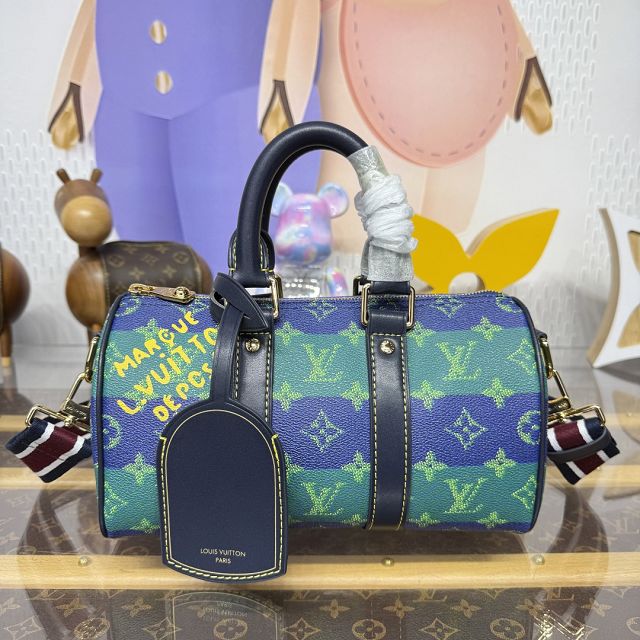 Louis vuitton original monogram canvas keepall 25 M25786 blue&green