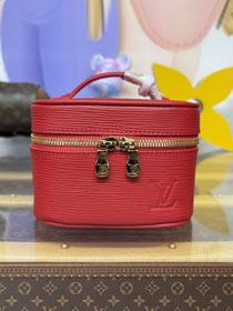 Louis vuitton original monogram nano nice cosmetic case M44936 red
