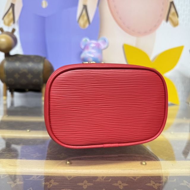 Louis vuitton original monogram nano nice cosmetic case M44936 red