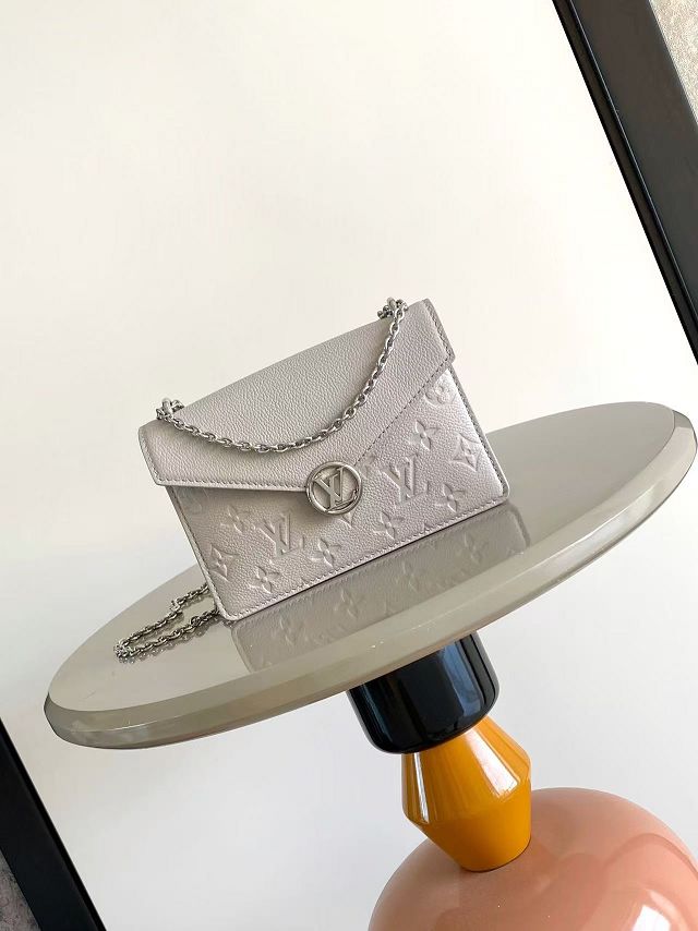 Louis vuitton original calfskin wallet on chain rosy M13570 brume