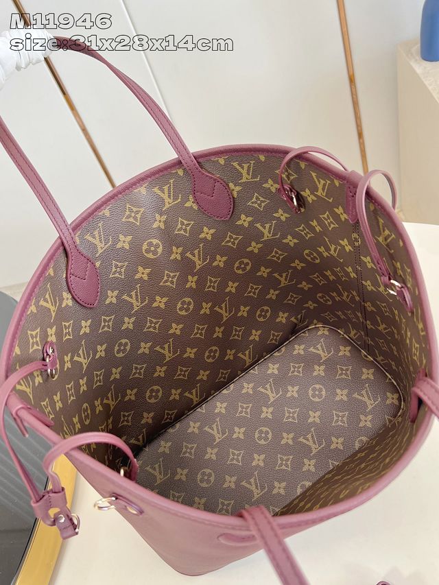 Louis vuitton original calfskin&canvas neverfull Inside out MM M25663 garnet